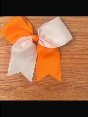 Kids Two-Tone Orange & White Hair Bow